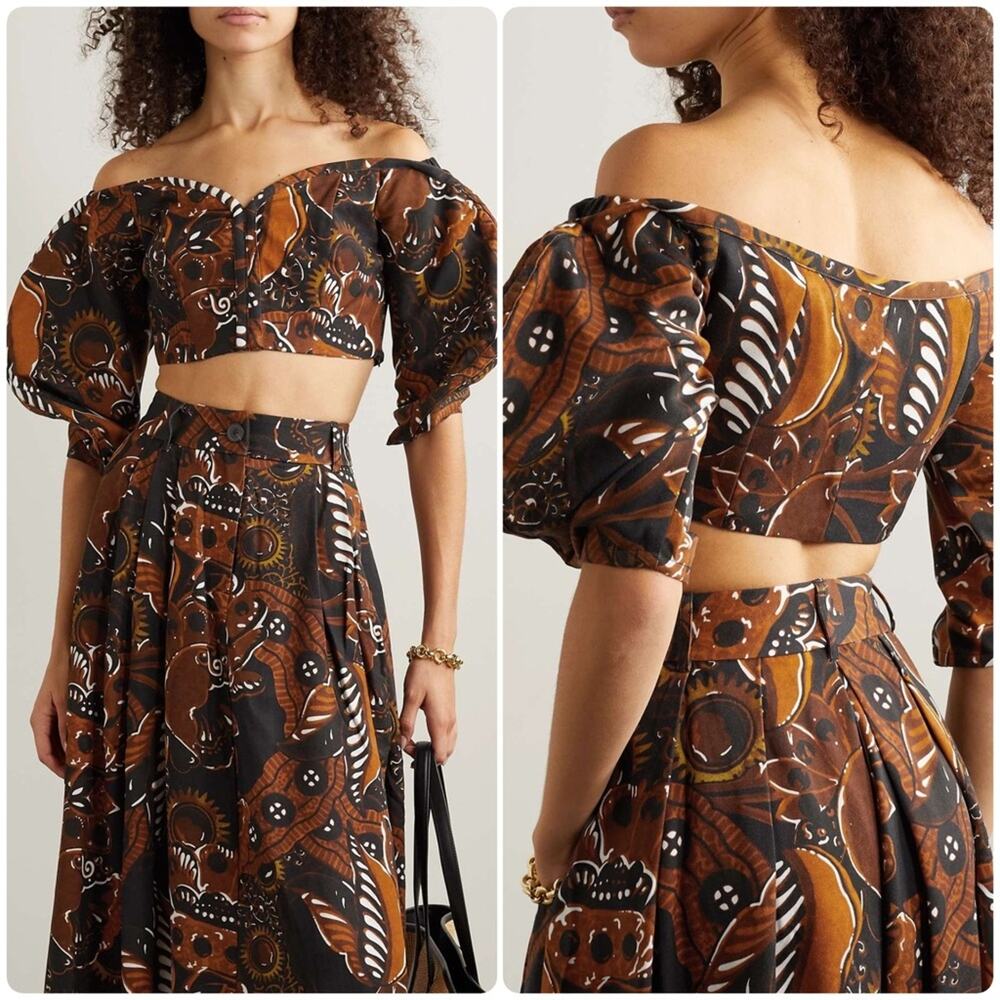 MARA HOFFMAN Juana Cropped Off-the-shoulder Printed Top Calaia